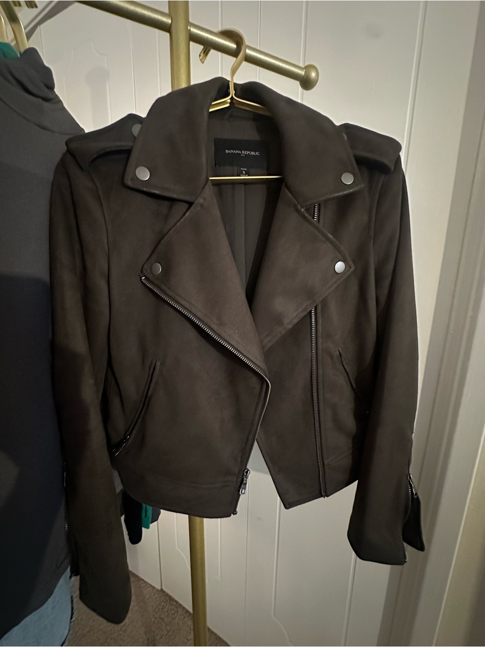 Banana Republic Women's Faux Suede Moto Jacket in BROWN